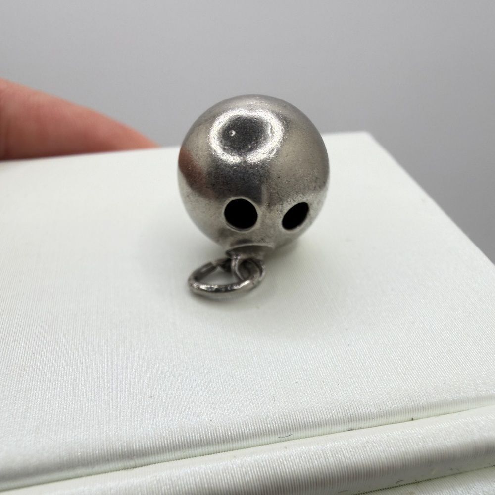 Vintage 13mm Sterling‎ silver Bowling ball pendant/charm!